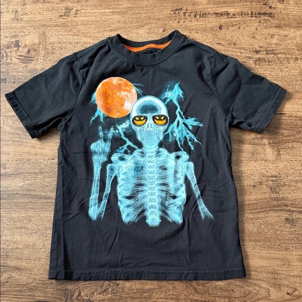 Black Skeleton Graphic Kids T-Shirt